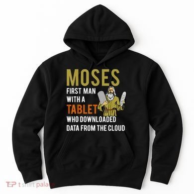 Funny Jewish Passover Moses Tablet Data Cloud Computing Hoodie