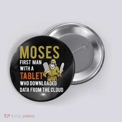 Funny Jewish Passover Moses Tablet Data Cloud Computing Button