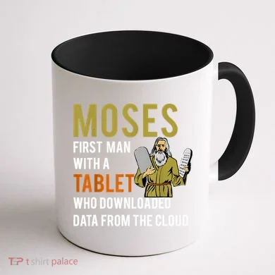 Funny Jewish Passover Moses Tablet Data Cloud Computing Coffee Mug back