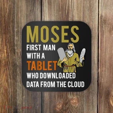 Funny Jewish Passover Moses Tablet Data Cloud Computing Coaster