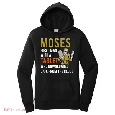 Funny Jewish Passover Moses Tablet Data Cloud Computing Women's Hoodie