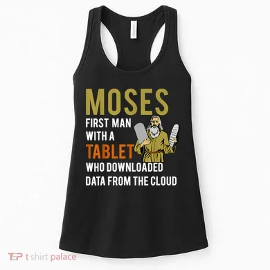 Funny Jewish Passover Moses Tablet Data Cloud Computing Women's Tank Top