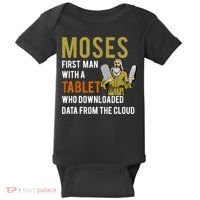 Funny Jewish Passover Moses Tablet Data Cloud Computing Baby Bodysuit thumb 0