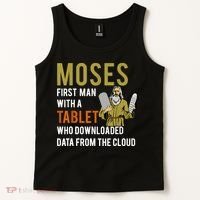 Funny Jewish Passover Moses Tablet Data Cloud Computing Tank Top thumb 2
