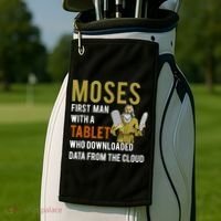 Funny Jewish Passover Moses Tablet Data Cloud Computing Golf Towel thumb 2