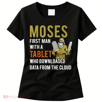 Funny Jewish Passover Moses Tablet Data Cloud Computing Women's T-Shirt