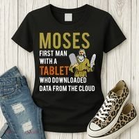 Funny Jewish Passover Moses Tablet Data Cloud Computing Women's T-Shirt thumb 3
