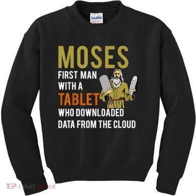 Funny Jewish Passover Moses Tablet Data Cloud Computing Kids Sweatshirt