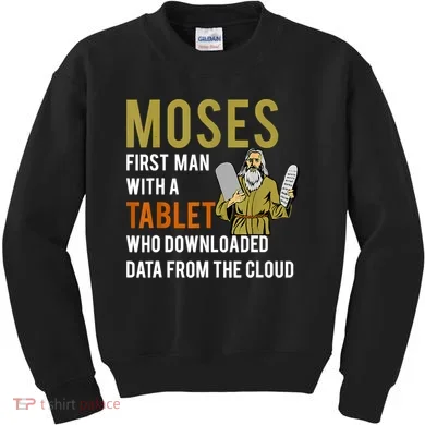 Funny Jewish Passover Moses Tablet Data Cloud Computing Kids Sweatshirt