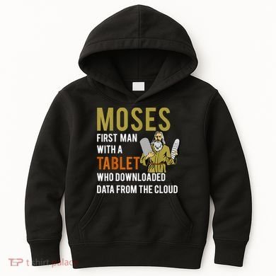 Funny Jewish Passover Moses Tablet Data Cloud Computing Kids Hoodie