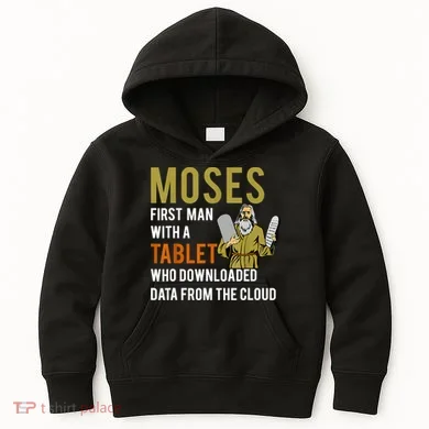 Funny Jewish Passover Moses Tablet Data Cloud Computing Kids Hoodie