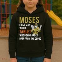 Funny Jewish Passover Moses Tablet Data Cloud Computing Kids Hoodie thumb 3
