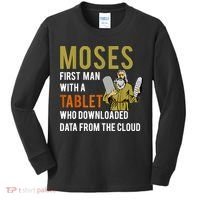 Funny Jewish Passover Moses Tablet Data Cloud Computing Kids Long Sleeve Shirt thumb 0