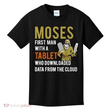 Funny Jewish Passover Moses Tablet Data Cloud Computing Kids T-Shirt
