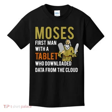 Funny Jewish Passover Moses Tablet Data Cloud Computing Kids T-Shirt