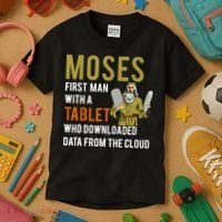 Funny Jewish Passover Moses Tablet Data Cloud Computing Kids T-Shirt thumb 3