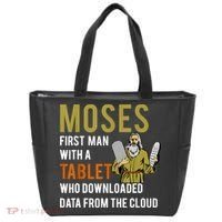 Funny Jewish Passover Moses Tablet Data Cloud Computing Tote Bag thumb 0