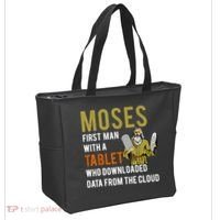 Funny Jewish Passover Moses Tablet Data Cloud Computing Tote Bag thumb 2