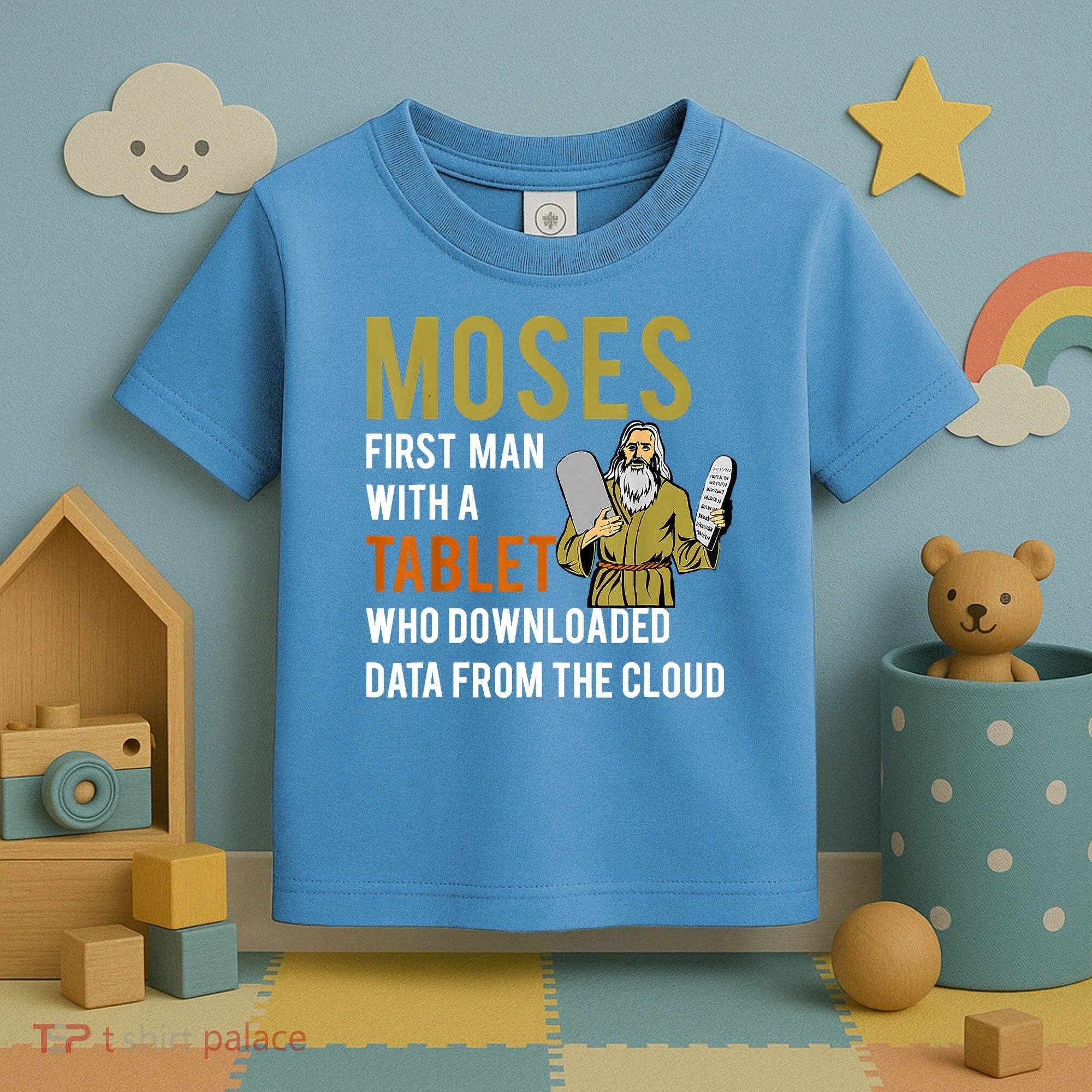 Funny Jewish Passover Moses Tablet Data Cloud Computing Toddler T-Shirt