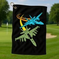 Fighter Jet Plane Future Pilot Aviation Airplanes Aircraft Golf Towel thumb 1