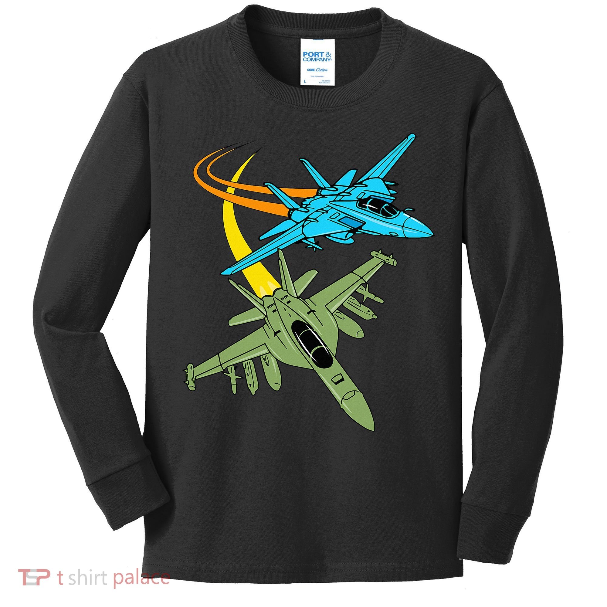Fighter Jet Plane Future Pilot Aviation Airplanes Aircraft Kids Long Sleeve Shirt