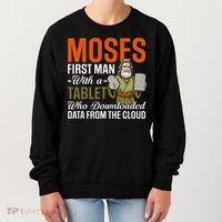 Funny Jewish Passover Moses Tablet Data Cloud Computing Pun Women's Sweatshirt thumb 0