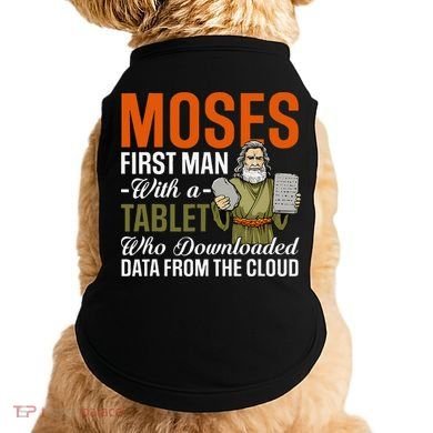 Funny Jewish Passover Moses Tablet Data Cloud Computing Pun Doggie Tank