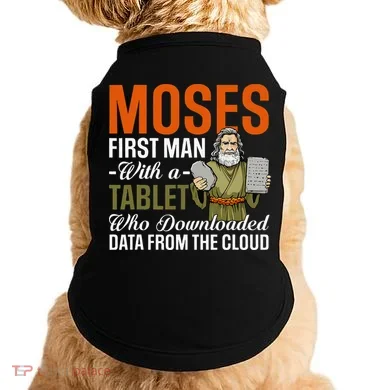 Funny Jewish Passover Moses Tablet Data Cloud Computing Pun Doggie Tank