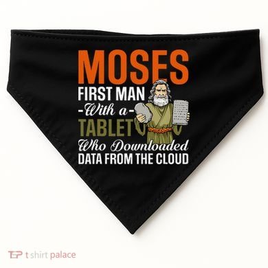Funny Jewish Passover Moses Tablet Data Cloud Computing Pun USA-Made Doggie Bandana