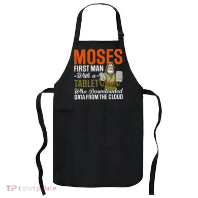 Funny Jewish Passover Moses Tablet Data Cloud Computing Pun Apron