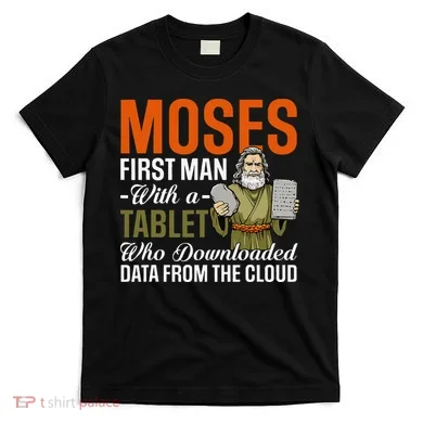 Funny Jewish Passover Moses Tablet Data Cloud Computing Pun T-Shirt
