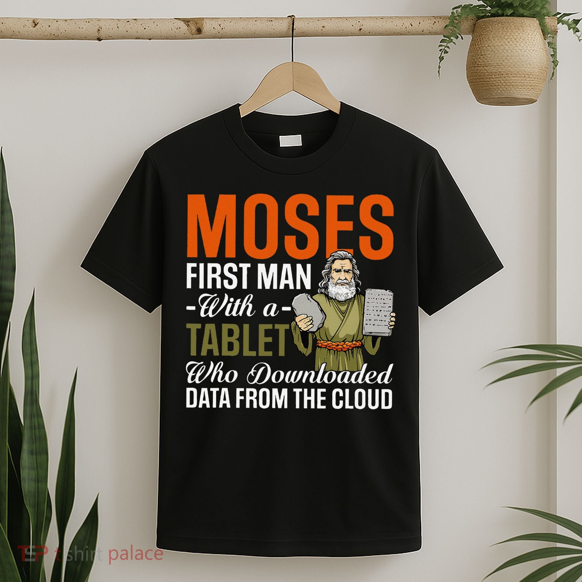 Funny Jewish Passover Moses Tablet Data Cloud Computing Pun T-Shirt