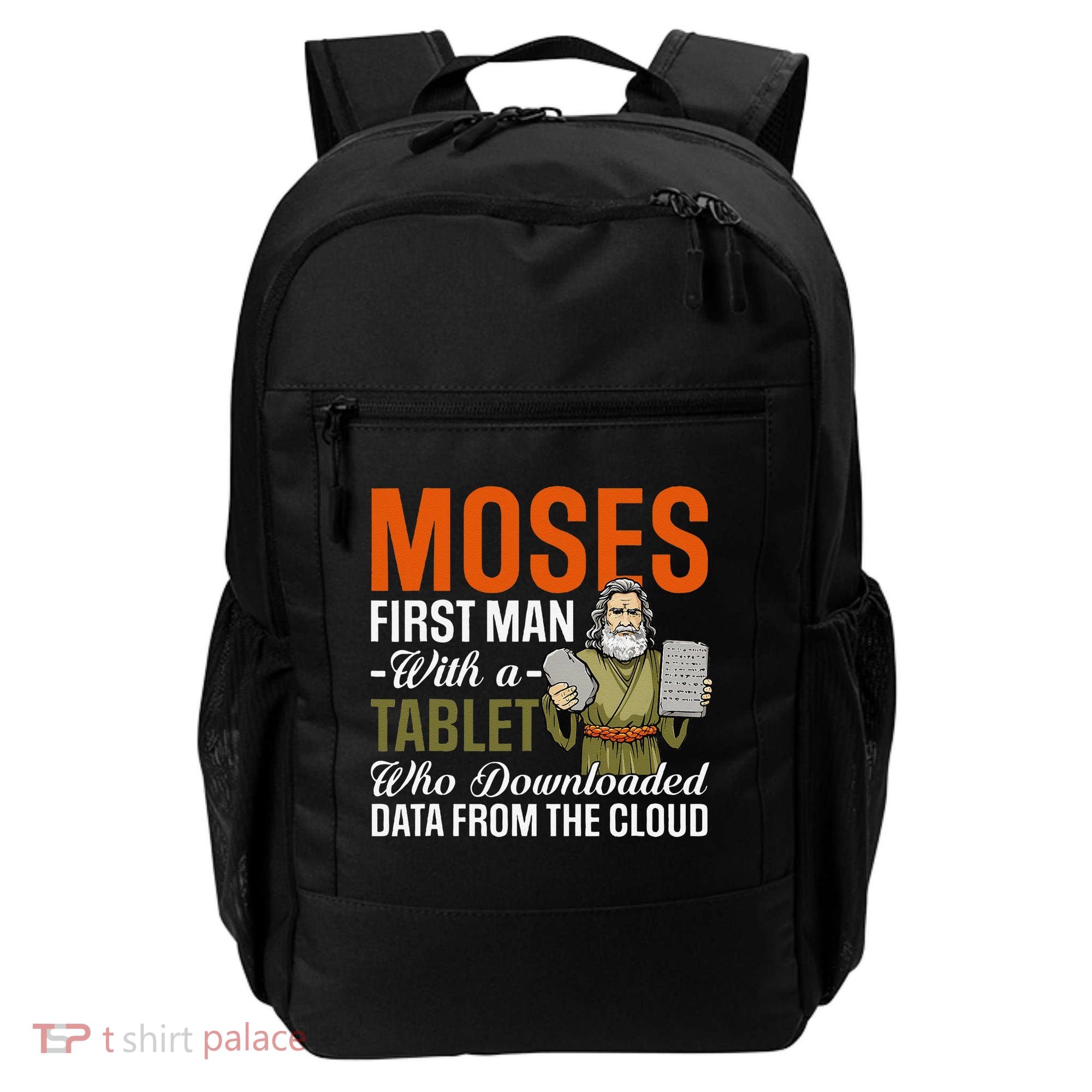 Funny Jewish Passover Moses Tablet Data Cloud Computing Pun Backpack