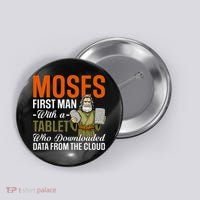 Funny Jewish Passover Moses Tablet Data Cloud Computing Pun Button thumb 0
