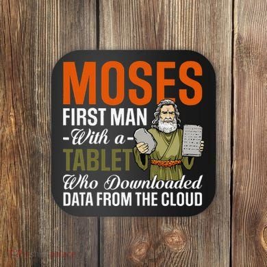 Funny Jewish Passover Moses Tablet Data Cloud Computing Pun Coaster