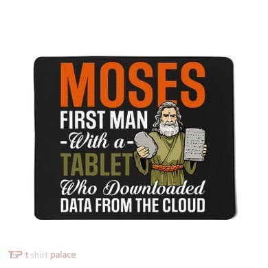 Funny Jewish Passover Moses Tablet Data Cloud Computing Pun Mousepad