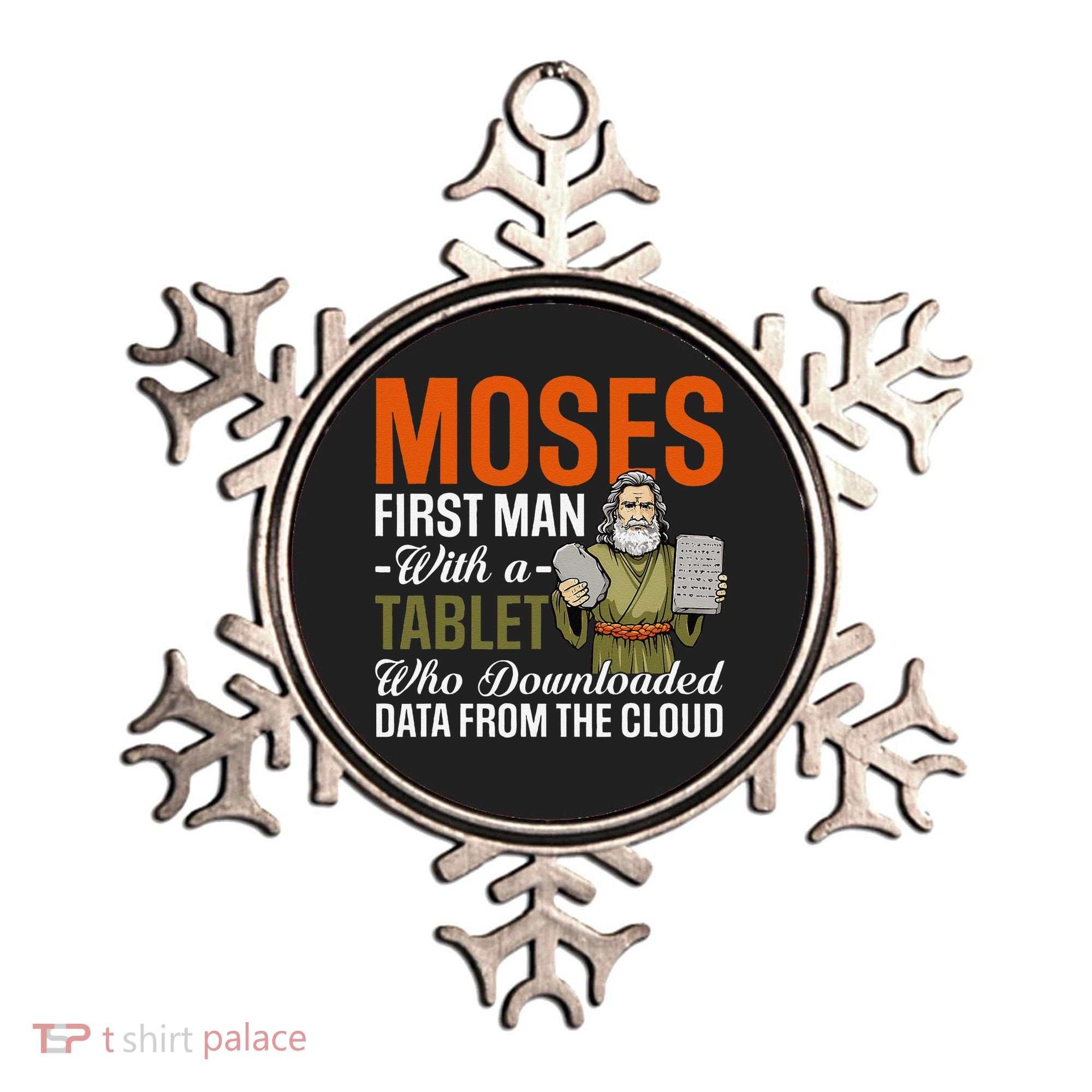 Funny Jewish Passover Moses Tablet Data Cloud Computing Pun Ornament