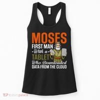 Funny Jewish Passover Moses Tablet Data Cloud Computing Pun Women's Tank Top thumb 0