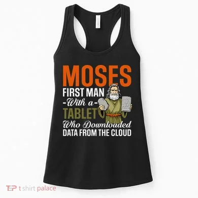 Funny Jewish Passover Moses Tablet Data Cloud Computing Pun Women's Tank Top