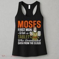 Funny Jewish Passover Moses Tablet Data Cloud Computing Pun Women's Tank Top thumb 3