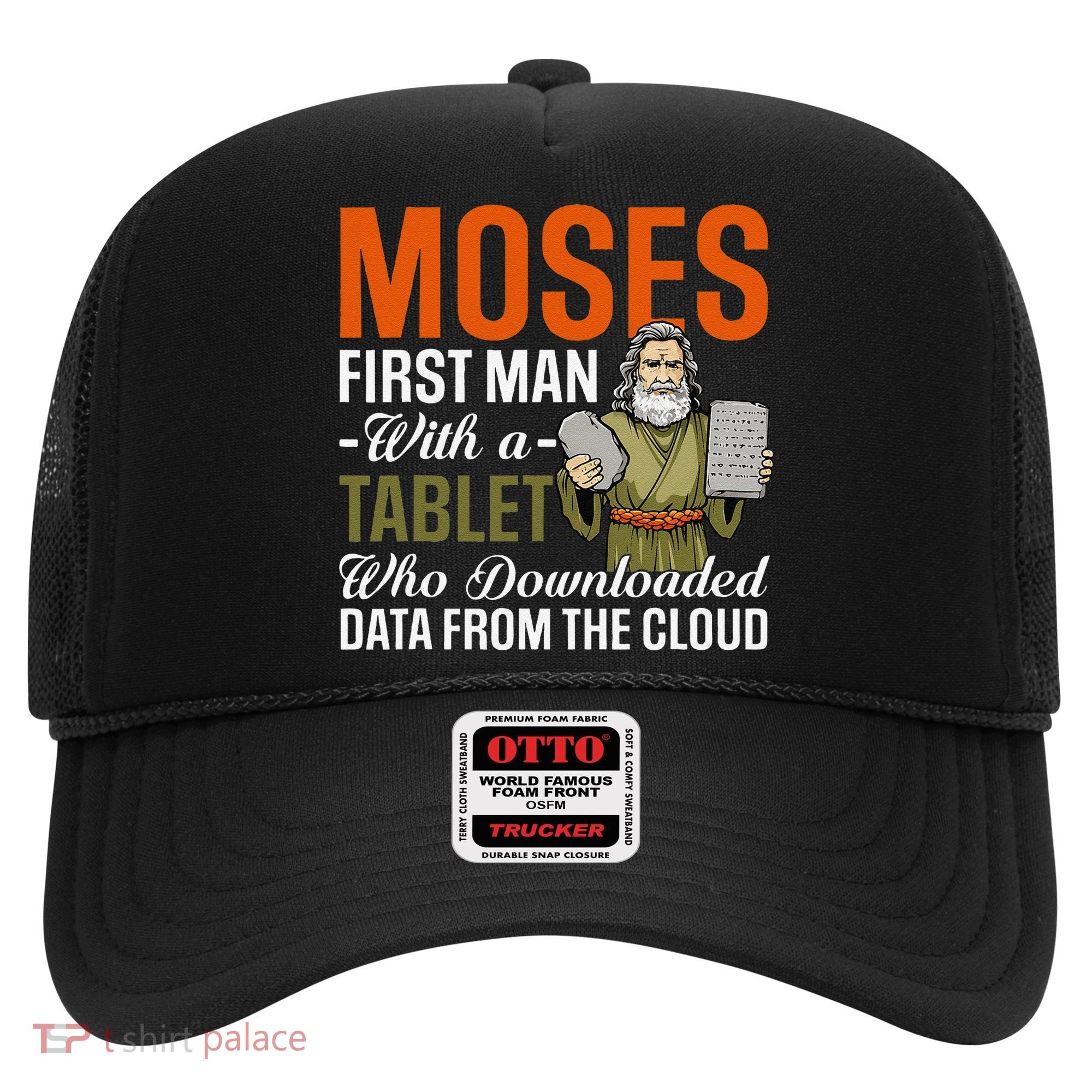 Funny Jewish Passover Moses Tablet Data Cloud Computing Pun Hat