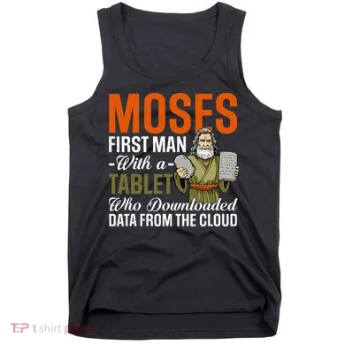 Funny Jewish Passover Moses Tablet Data Cloud Computing Pun Tank Top