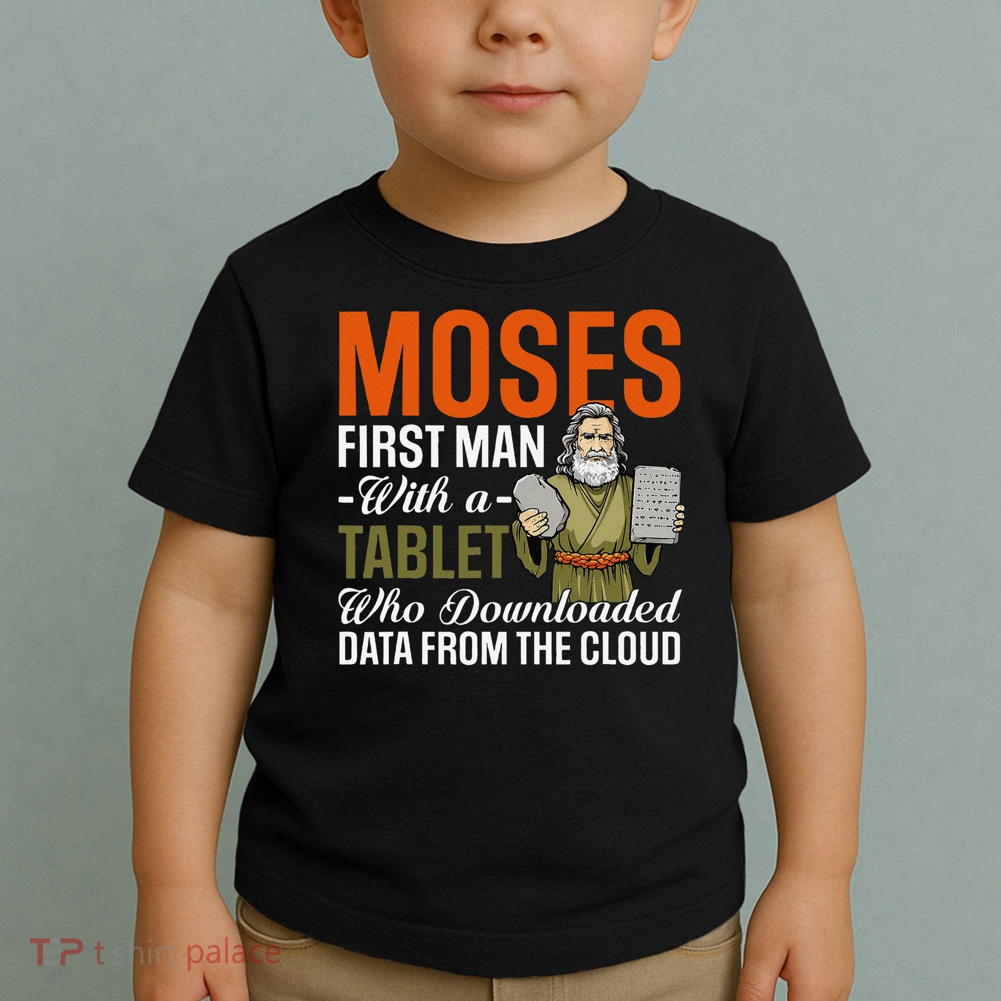 Funny Jewish Passover Moses Tablet Data Cloud Computing Pun Toddler T-Shirt