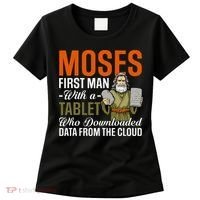 Funny Jewish Passover Moses Tablet Data Cloud Computing Pun Women's T-Shirt thumb 0