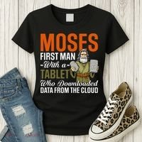 Funny Jewish Passover Moses Tablet Data Cloud Computing Pun Women's T-Shirt thumb 3