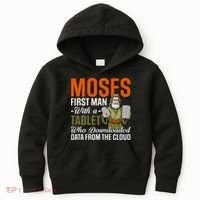 Funny Jewish Passover Moses Tablet Data Cloud Computing Pun Kids Hoodie thumb 0
