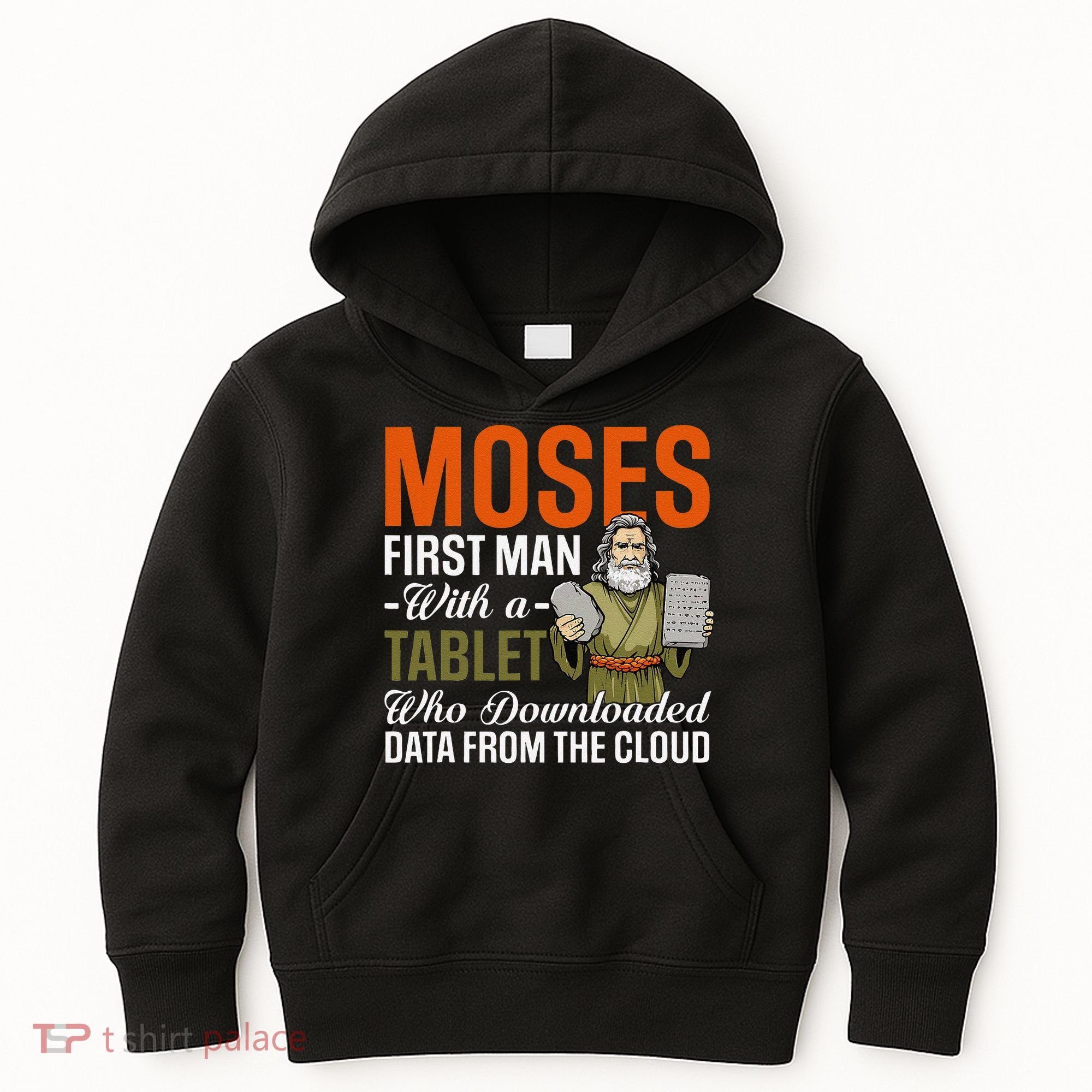 Funny Jewish Passover Moses Tablet Data Cloud Computing Pun Kids Hoodie