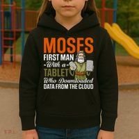 Funny Jewish Passover Moses Tablet Data Cloud Computing Pun Kids Hoodie thumb 3