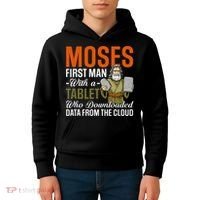 Funny Jewish Passover Moses Tablet Data Cloud Computing Pun Kids Hoodie thumb 4