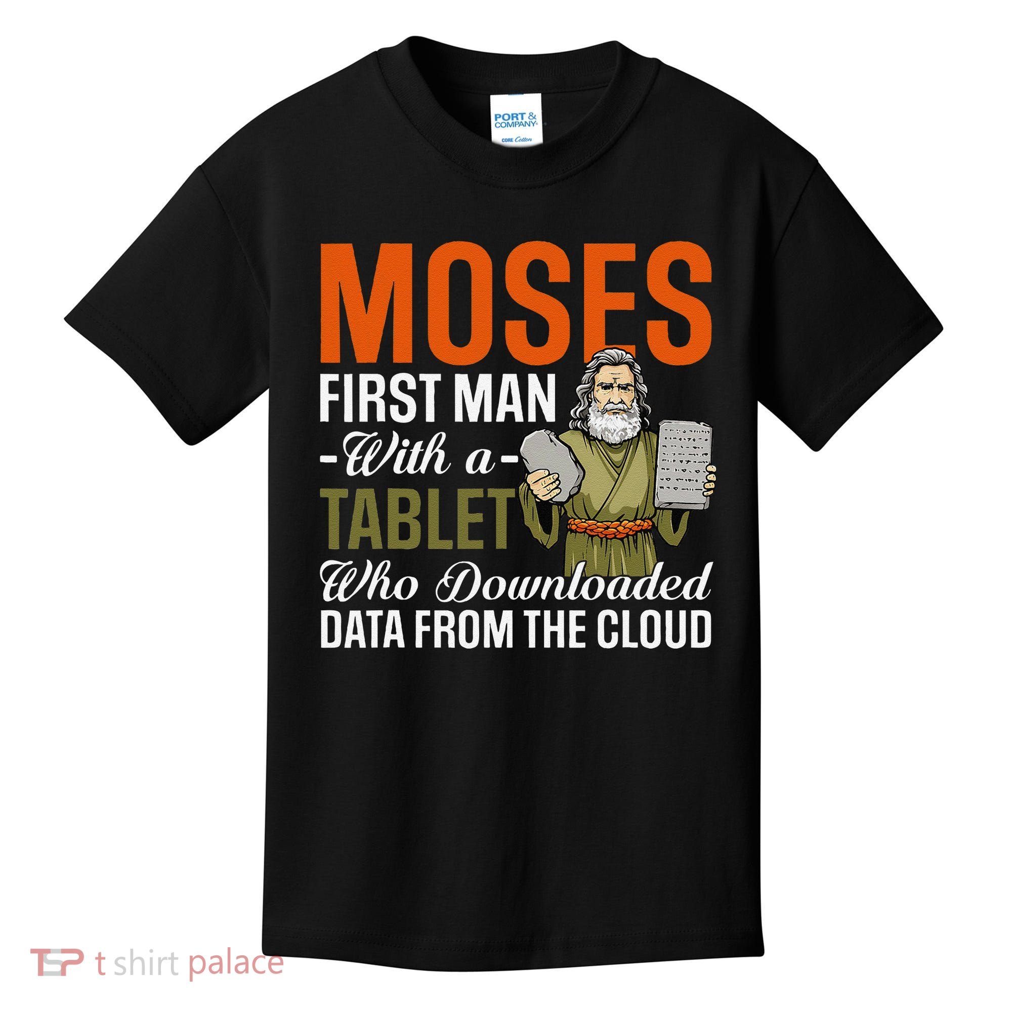 Funny Jewish Passover Moses Tablet Data Cloud Computing Pun Kids T-Shirt
